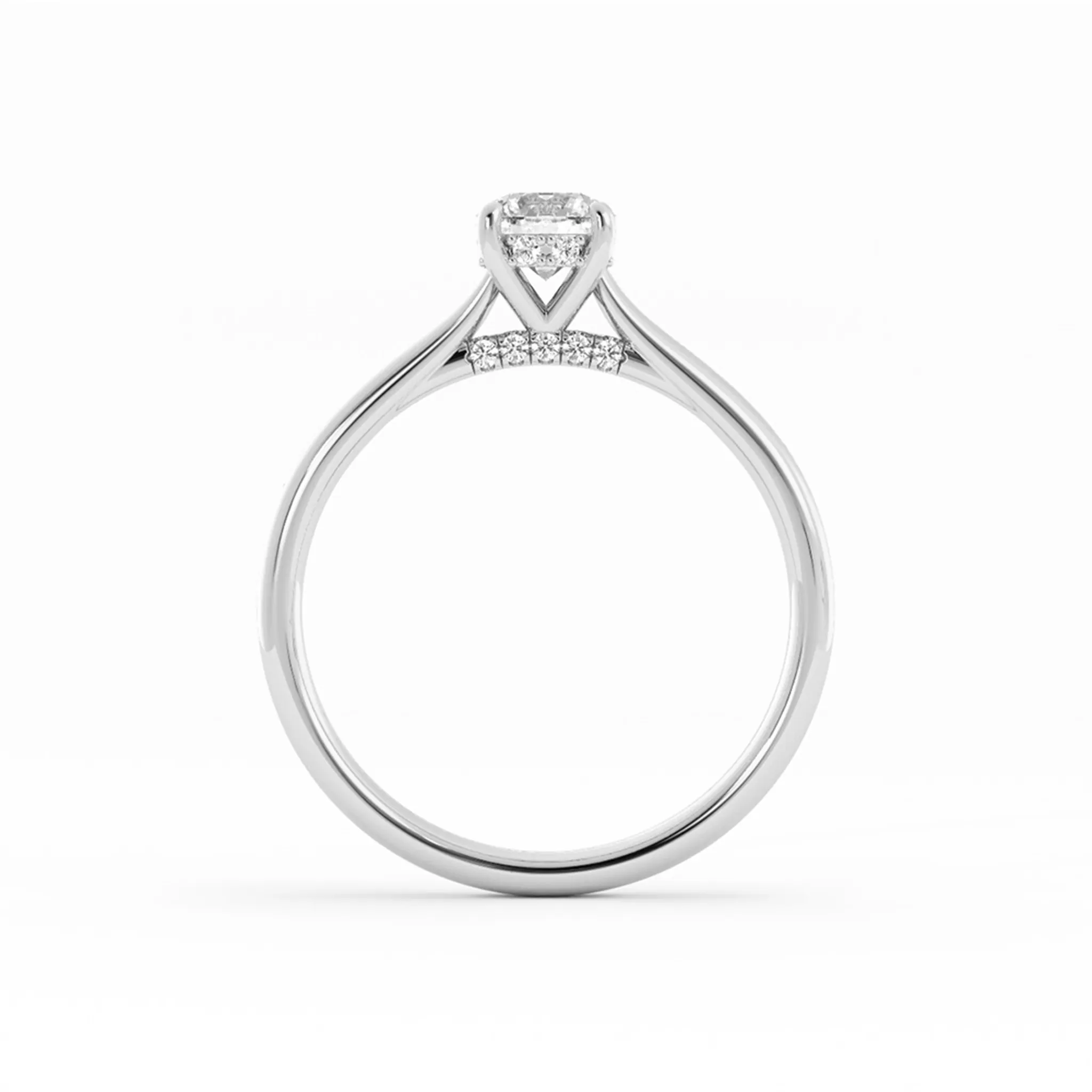 0.5ct Lab Grown Diamond Round Hidden Halo 10K White Gold Engagement Ring