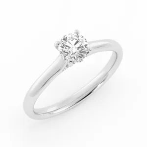 0.5ct Lab Grown Diamond Round Hidden Halo 14K White Gold Engagement Ring