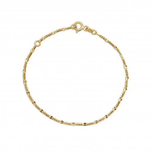 10kt Yellow Gold Fancy Tiny Figaro Anklet