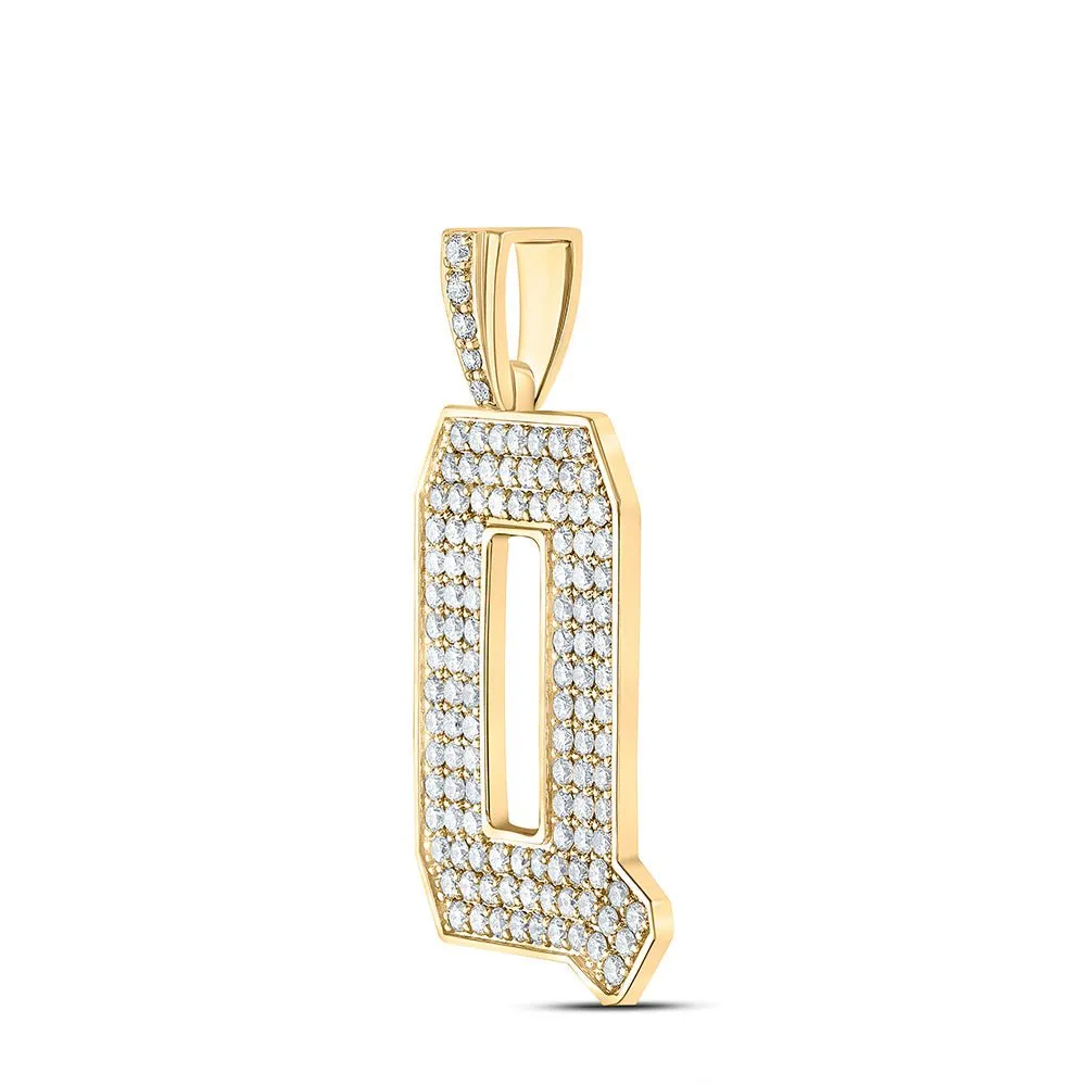 10kt Yellow Gold Men's Round Diamond Q Initial Letter Charm Pendant - 2 Cttw