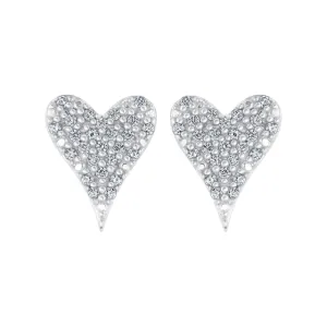 1/10ctw Diamond Sterling Silver Heart Stud Earrings