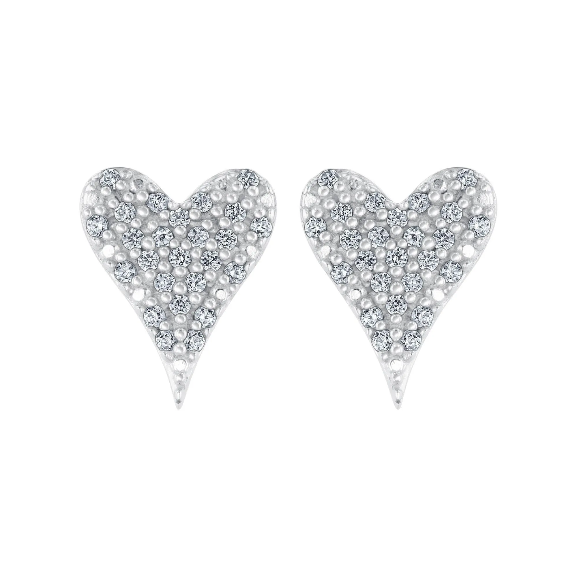 1/10ctw Diamond Sterling Silver Heart Stud Earrings