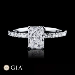 1.19cts L VS1 Radiant Diamond Paved Engagement Ring GIA Certified