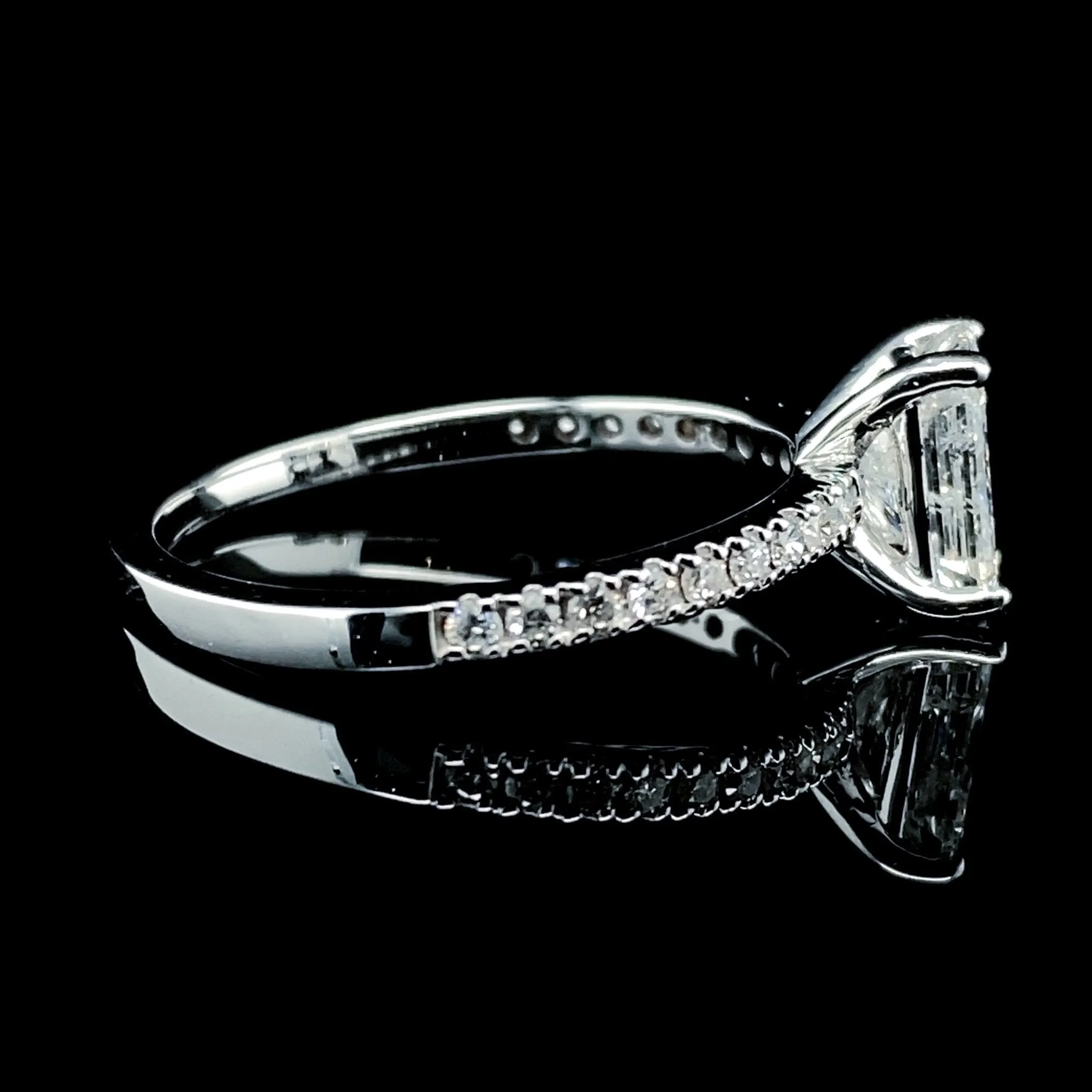 1.19cts L VS1 Radiant Diamond Paved Engagement Ring GIA Certified