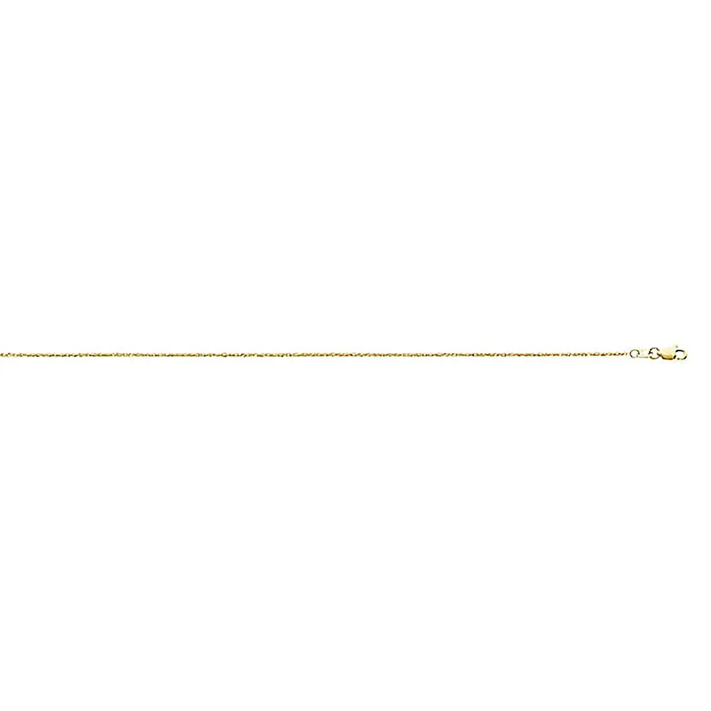 1.25mm Sparkling Singapore Rope Chain 14K Yellow Gold, 20 Inches