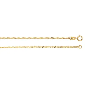1.25mm Sparkling Singapore Rope Chain 14K Yellow Gold, 20 Inches