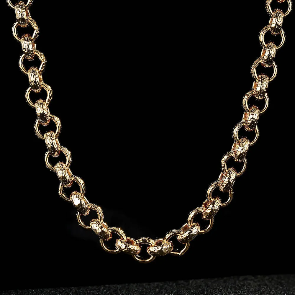 12mm Gold Diamond Cut Pattern Belcher Chain 16/20/24/30 Inch