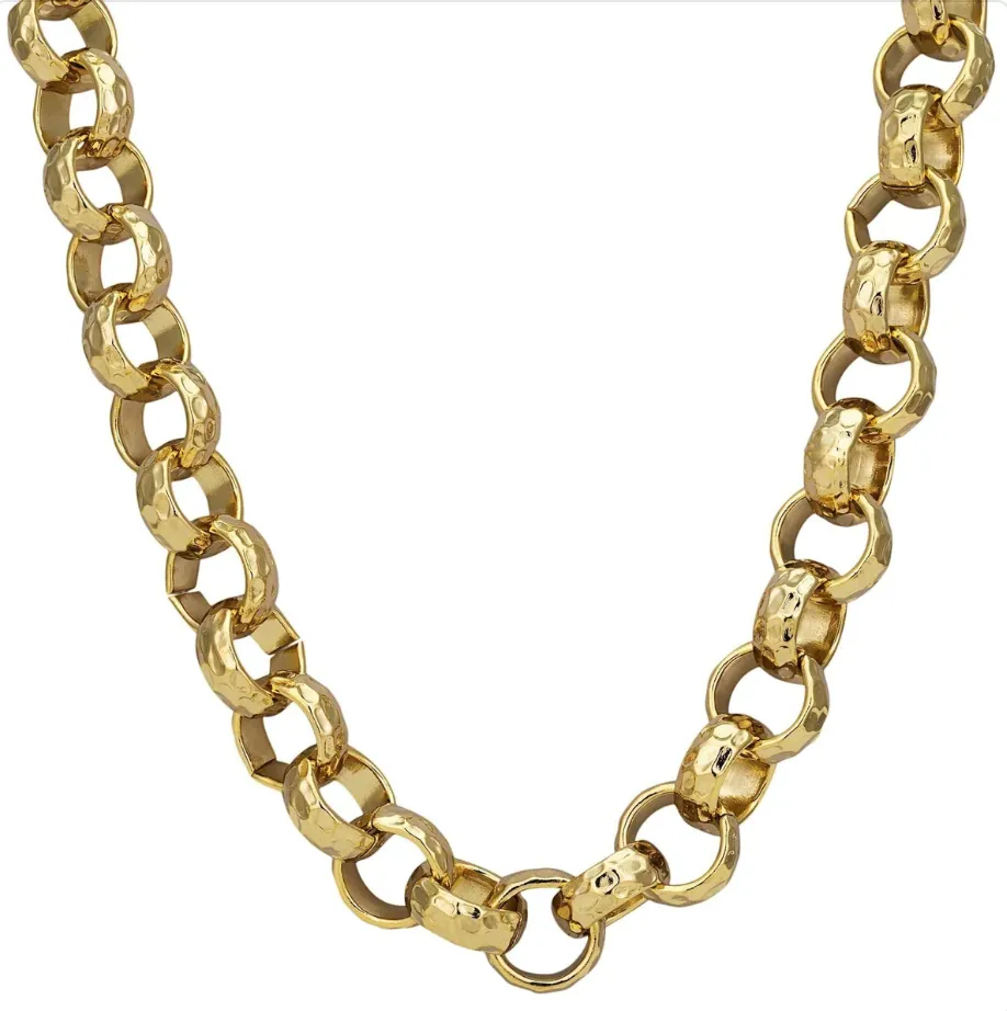 12mm Gold Diamond Cut Pattern Belcher Chain 16/20/24/30 Inch