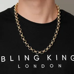 12mm Gold Diamond Cut Pattern Belcher Chain 16/20/24/30 Inch