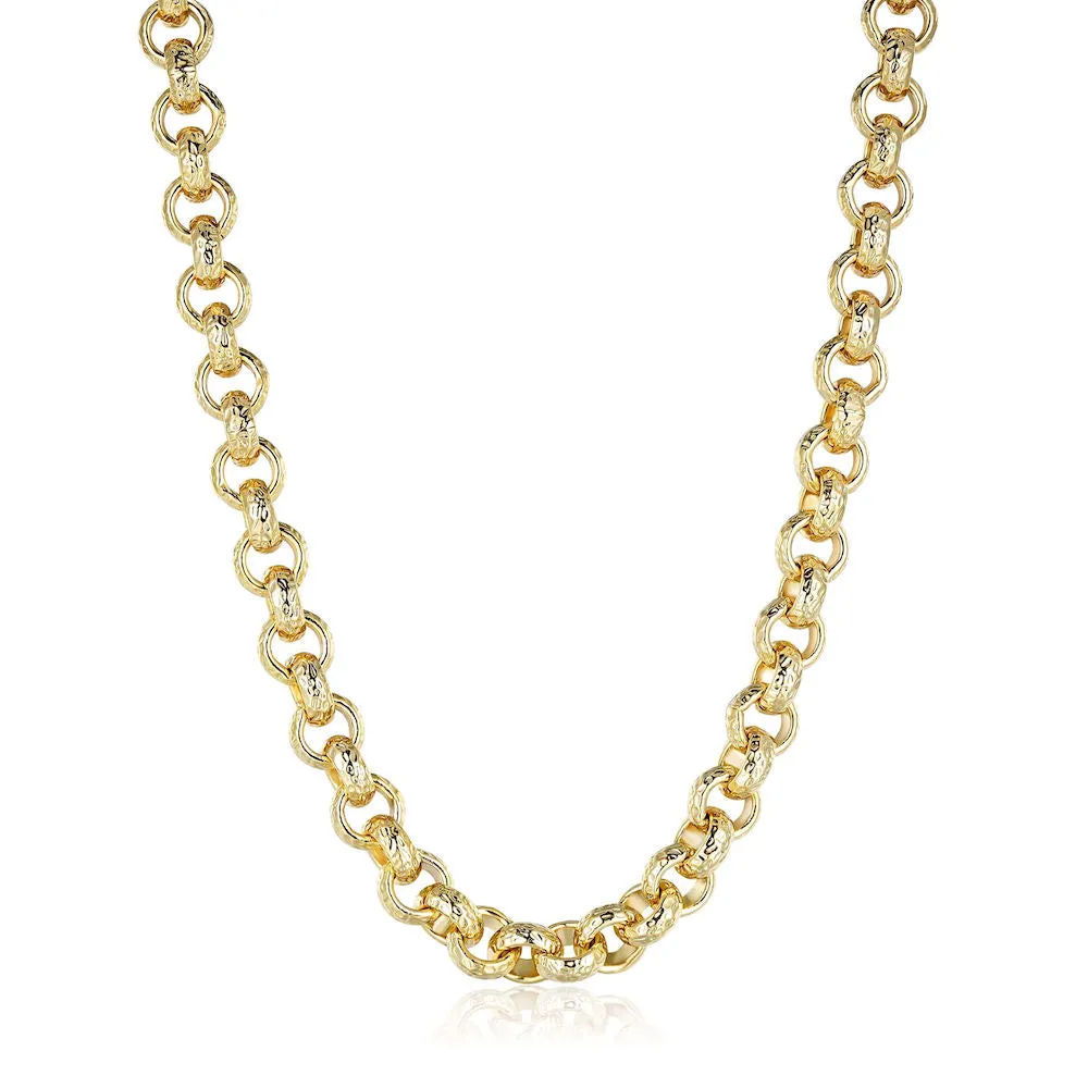 12mm Gold Diamond Cut Pattern Belcher Chain 16/20/24/30 Inch