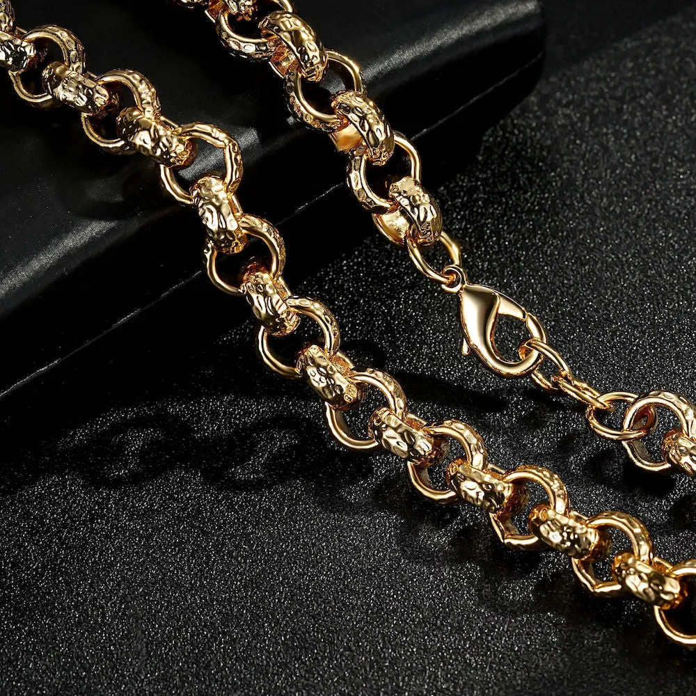 12mm Gold Diamond Cut Pattern Belcher Chain 16/20/24/30 Inch