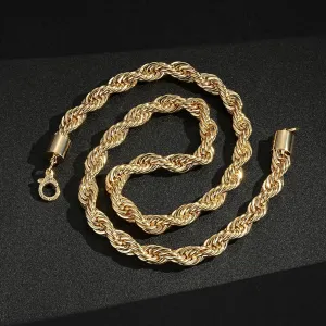 12mm Gold Rope Chain 30 Inch Patterned Clasp