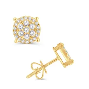 14 Karat All Yellow Gold 0.33 Carat Diamond Round Earrings-0128091-ALY
