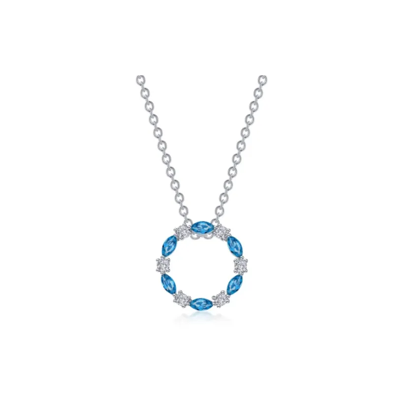 1.45 CTW Blue Topaz Open Circle Necklace