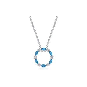 1.45 CTW Blue Topaz Open Circle Necklace