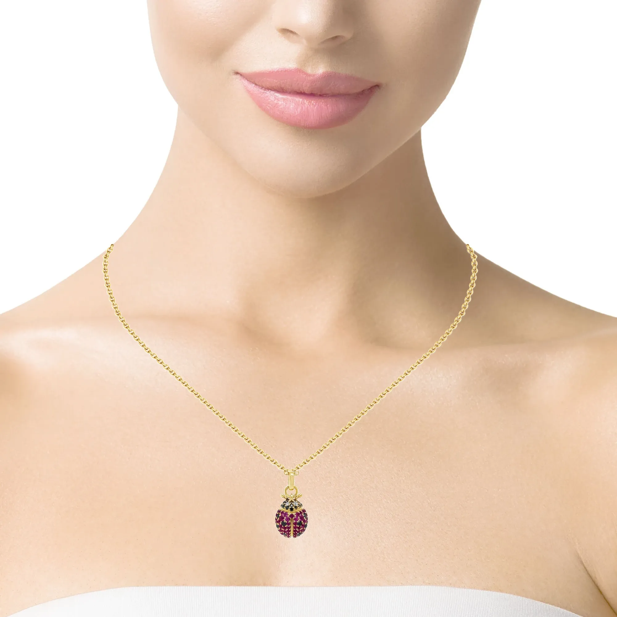 14k Diamond Lady Bug Necklace