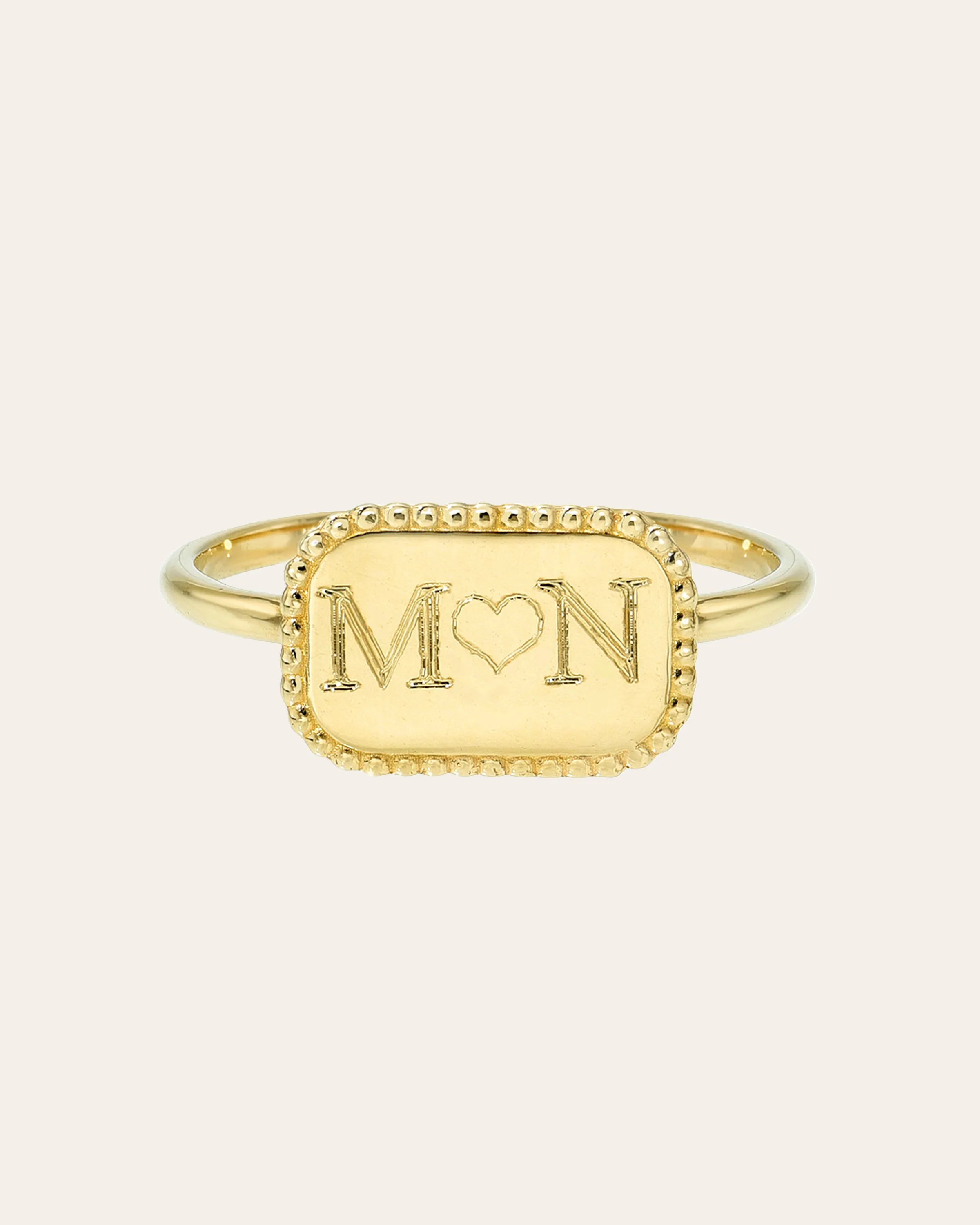 14K Gold Milgrain Plate Ring