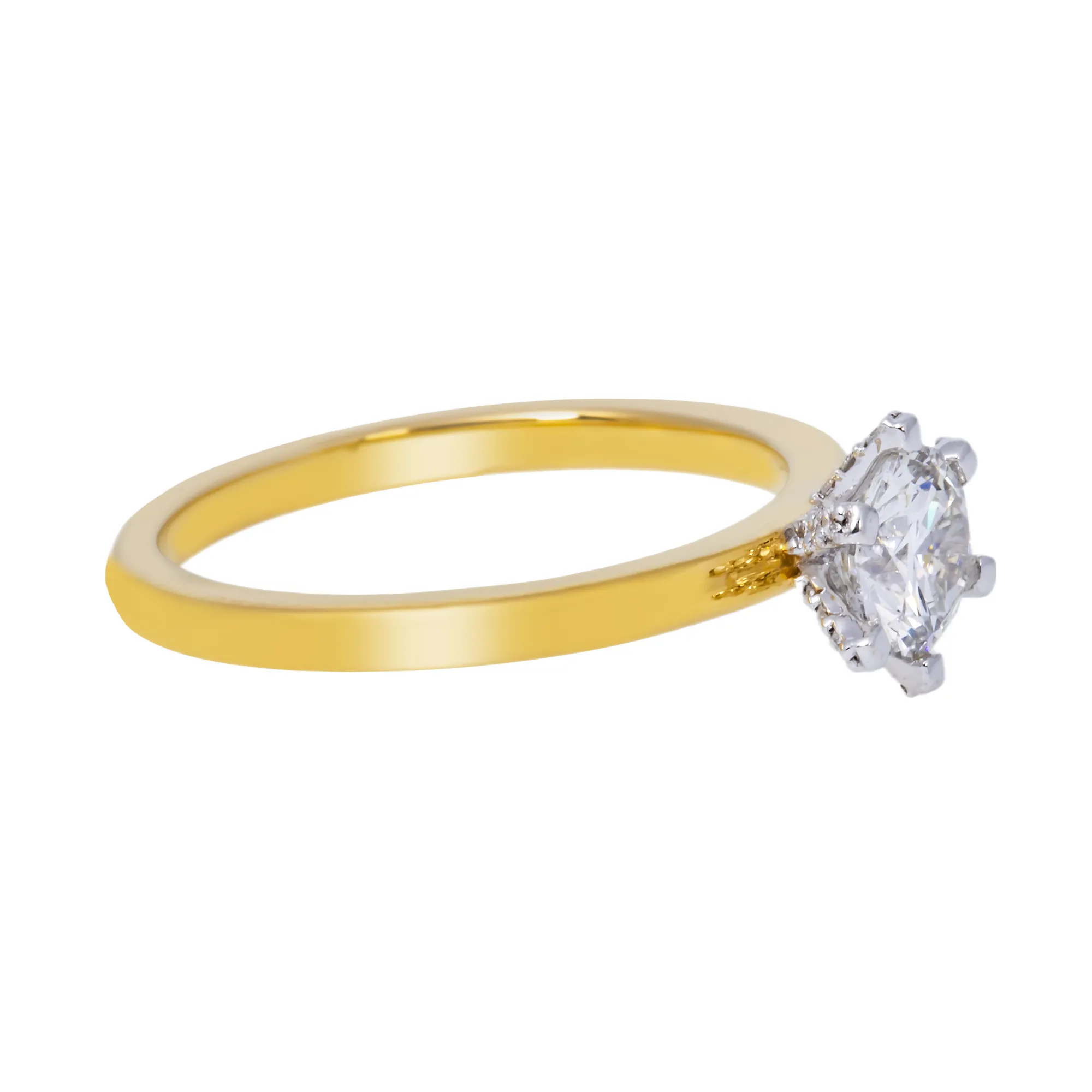 14K GOLD RADIANT CUT LAB DIAMOND ENGAGEMENT RING 0.61 CTW