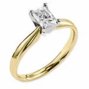 14k Two-tone Moissanite 8x6mm Radiant Solitaire Ring