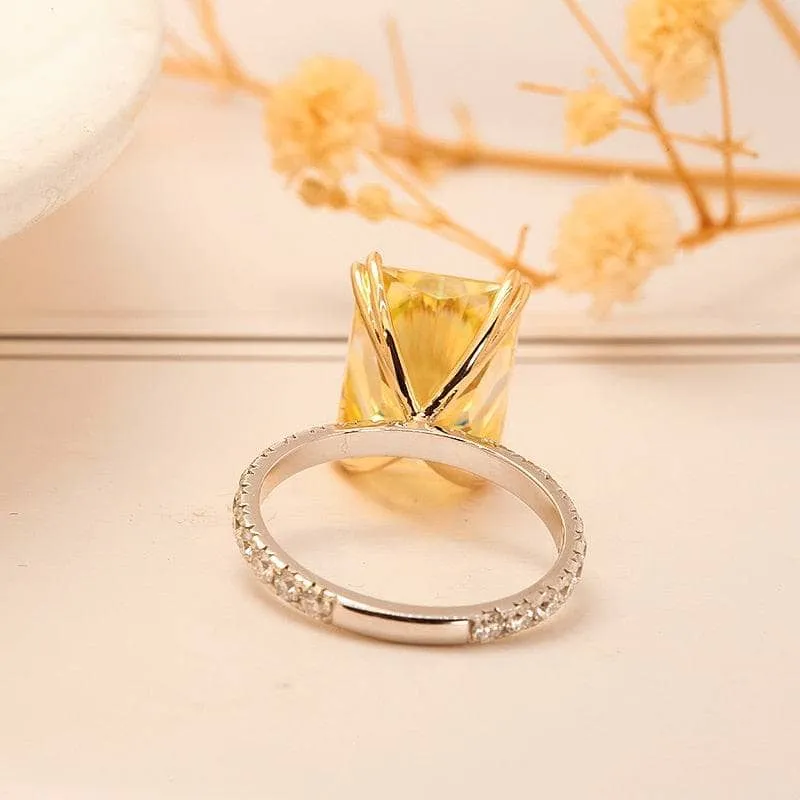 14k White Gold 8.0ct Radiant Cut Diamond Wedding Ring
