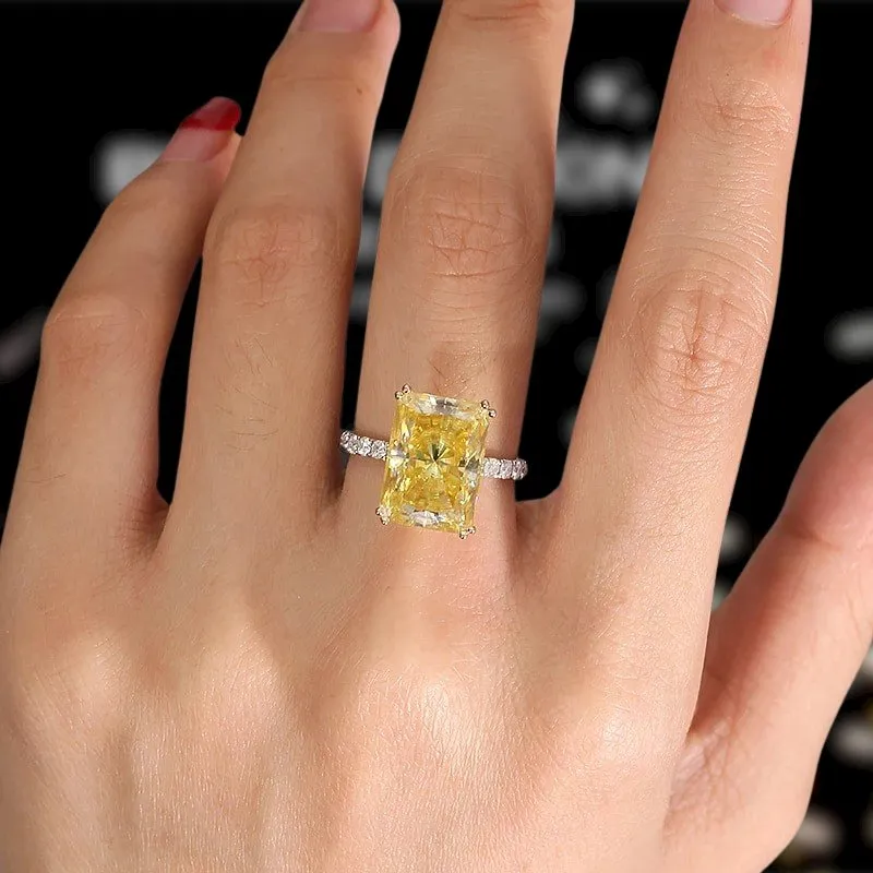 14k White Gold 8.0ct Radiant Cut Diamond Wedding Ring