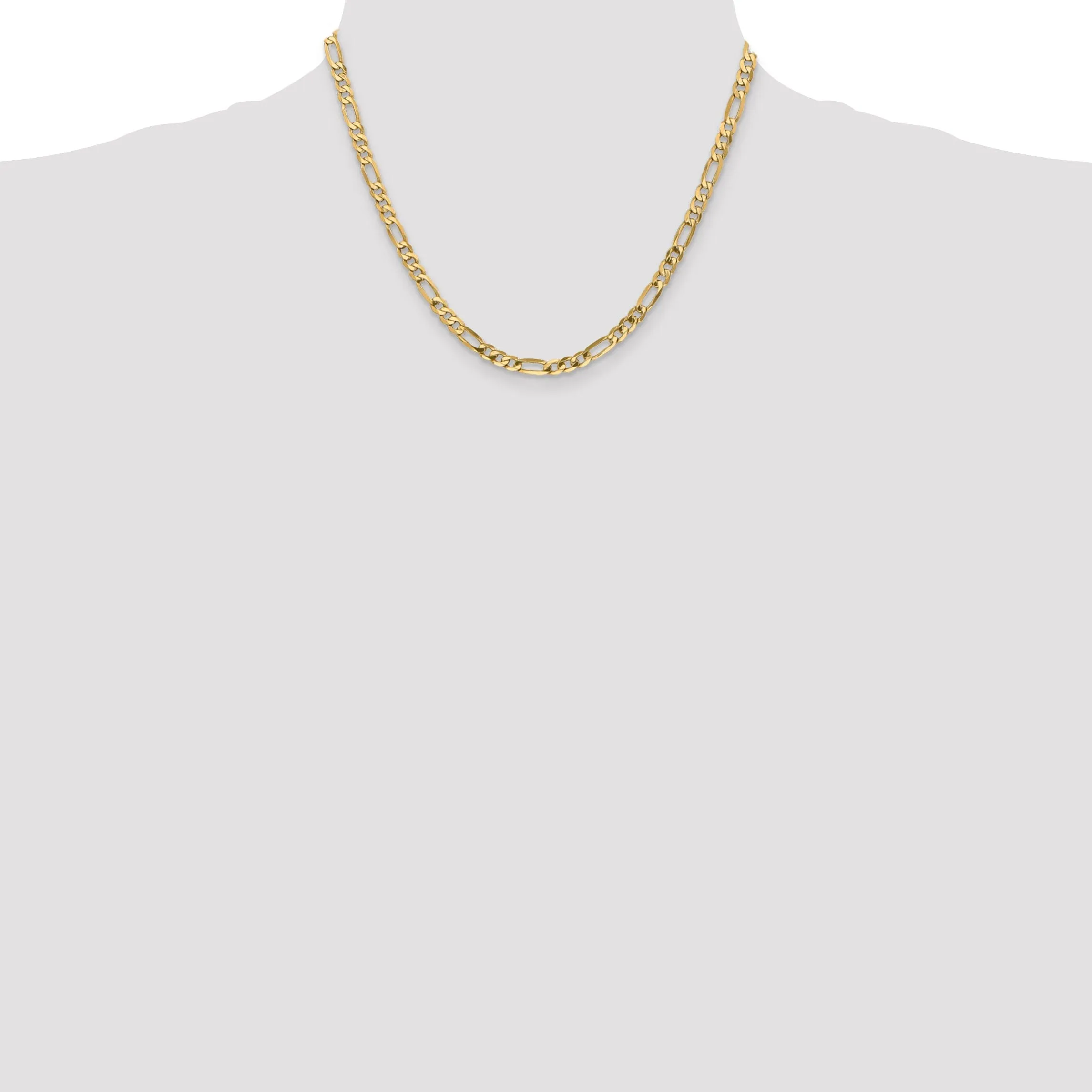 14k Yellow Gold 4.75-mm Flat Solid Figaro Chain
