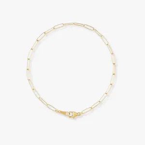 14K Yellow Paper Clip Chain Bracelet