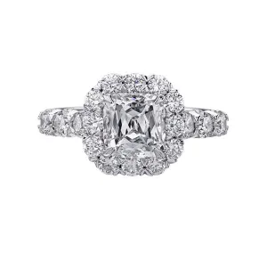 1.50 Radiant Cut Pave Halo Diamond Ring