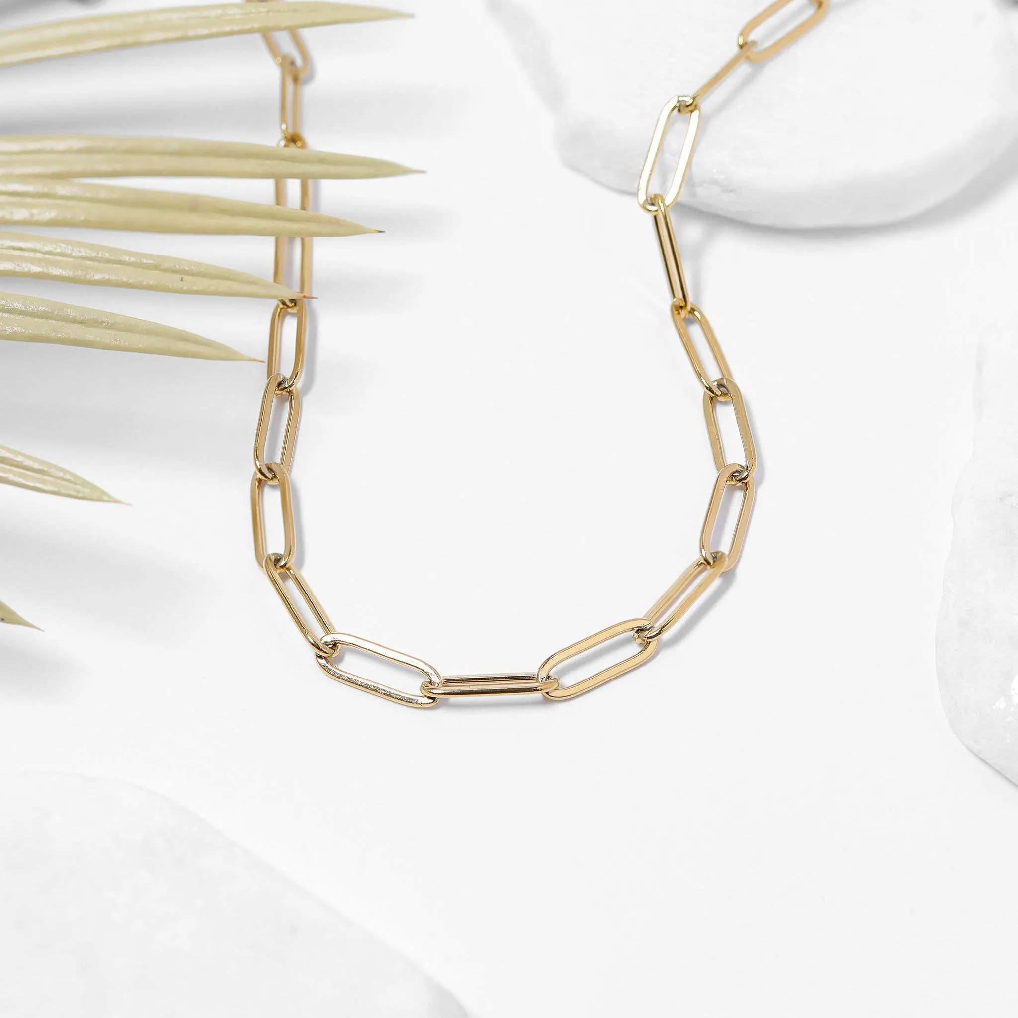 18K Gold Paperclip Chain Necklace: 6.5mm / 18 02"