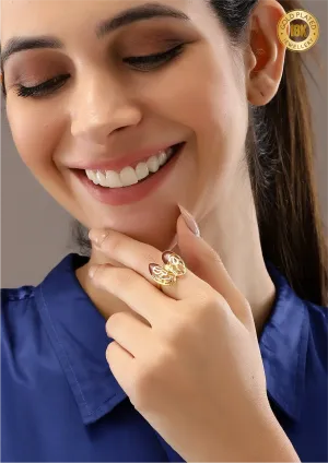 18K Gold Plated Adjustable Pod Cutwork Ring