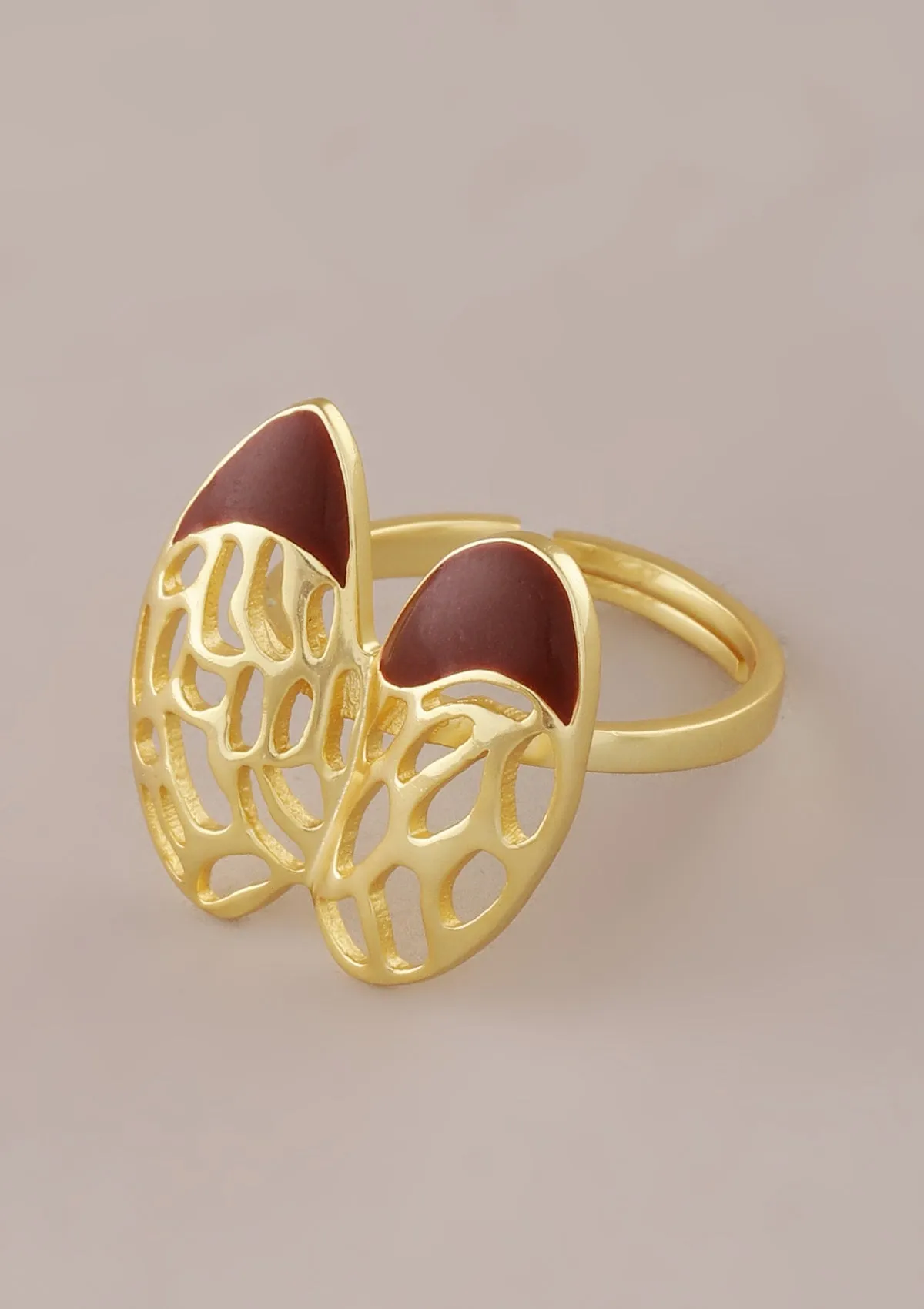 18K Gold Plated Adjustable Pod Cutwork Ring