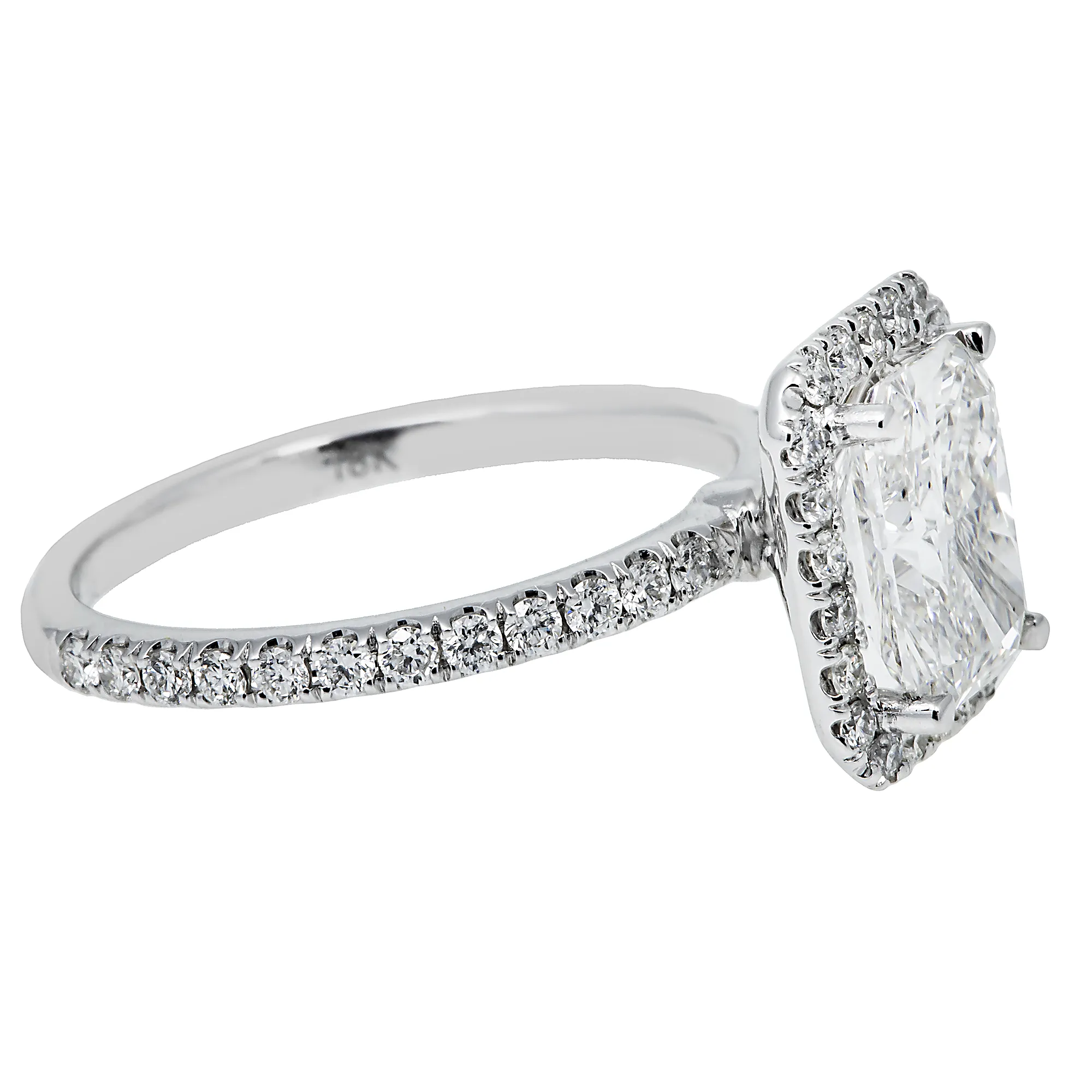 18K GOLD RADIANT CUT HALO LAB DIAMOND ENGAGEMENT RING 2.00 CTW