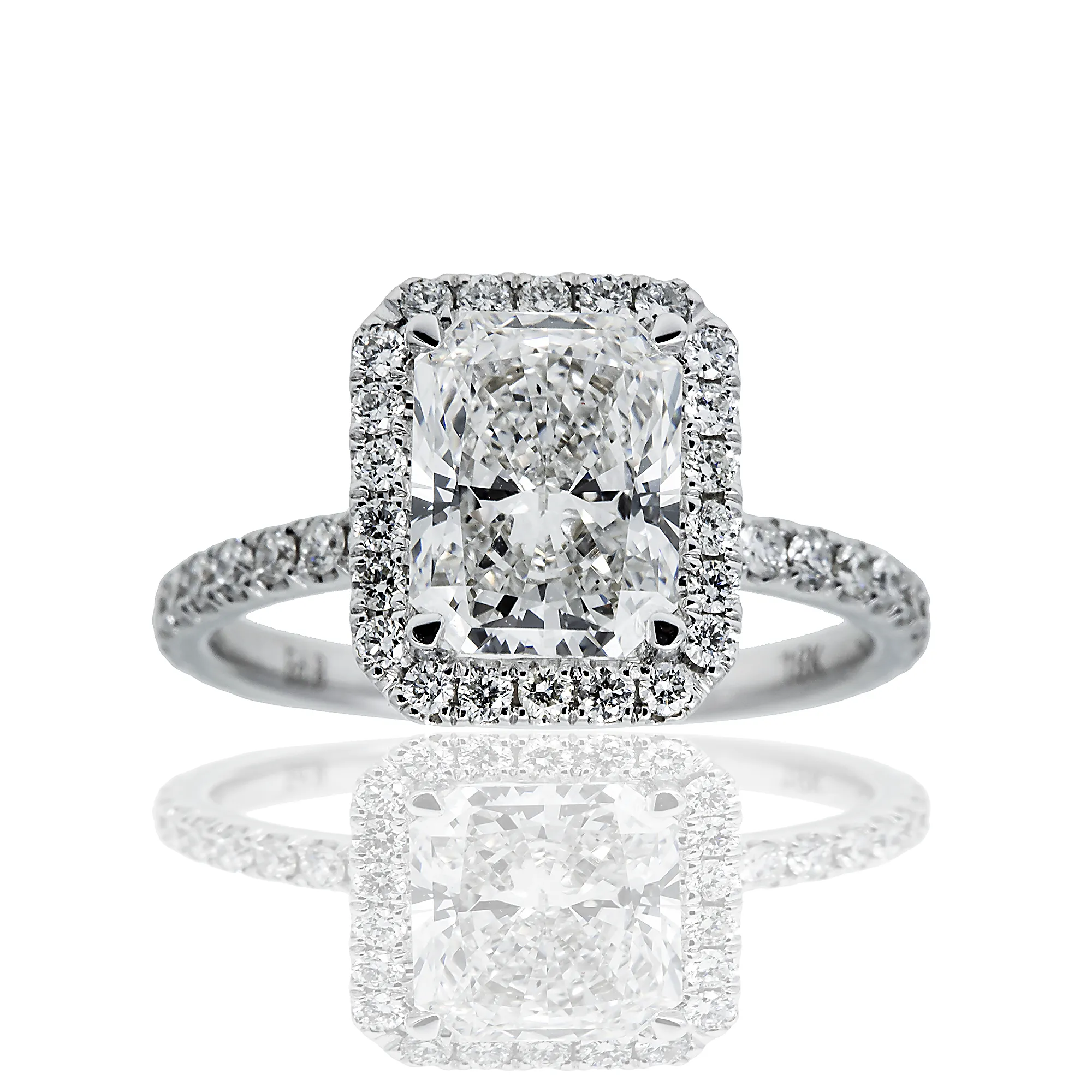18K GOLD RADIANT CUT HALO LAB DIAMOND ENGAGEMENT RING 2.00 CTW