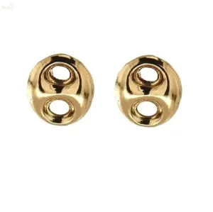 18k Solid Yellow Gold Marine Link Small Post Earrings