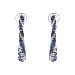 18K White Gold Sapphire and Diamond Drop Earrings