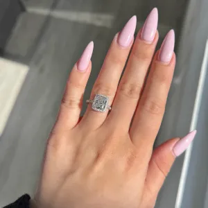 2.00 Carat Radiant Lab Created Diamond Engagement Ring with 2D Halo