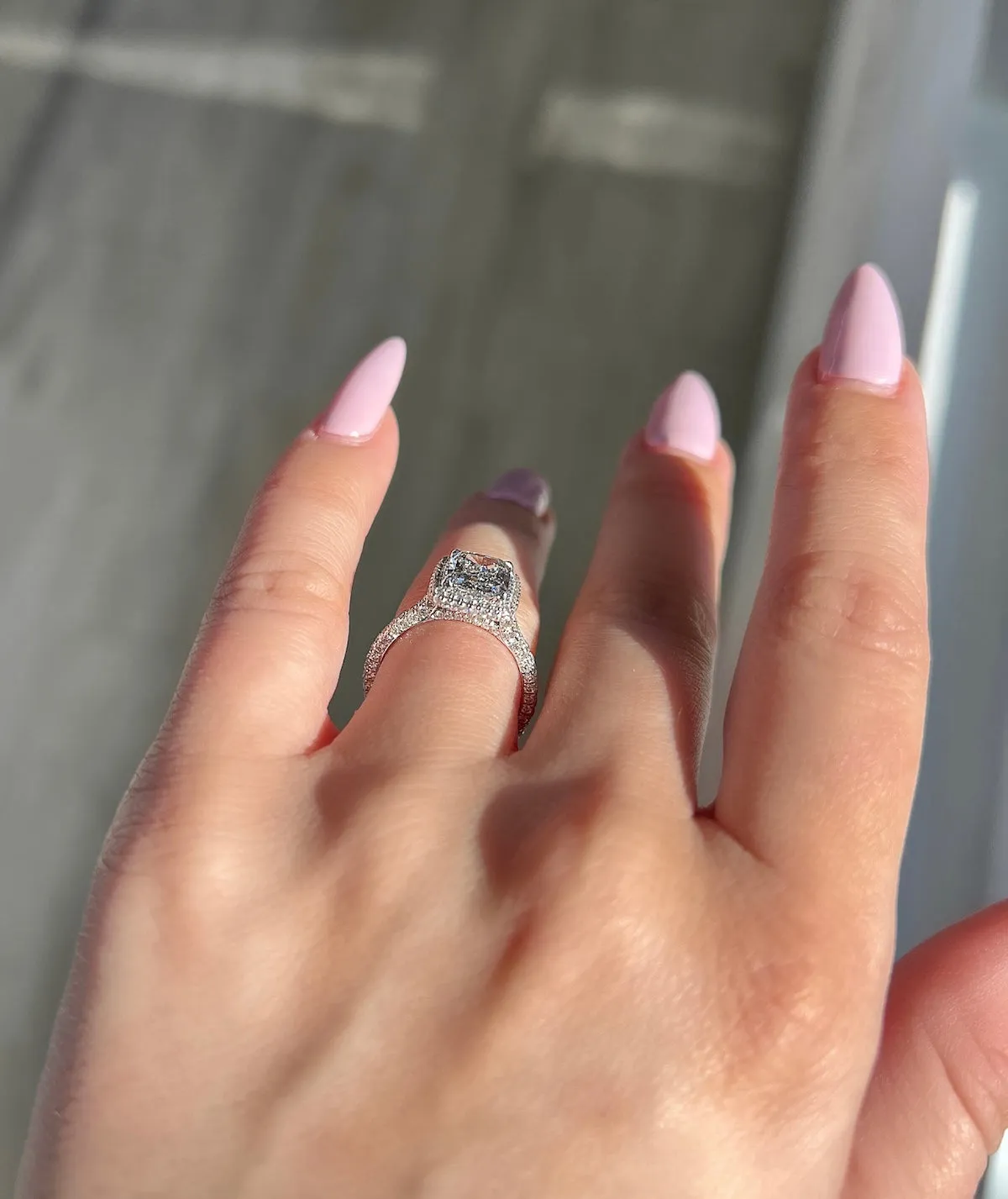 2.00 Carat Radiant Lab Created Diamond Engagement Ring with 2D Halo