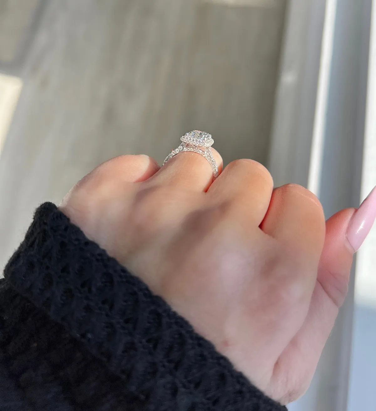 2.00 Carat Radiant Lab Created Diamond Engagement Ring with 2D Halo