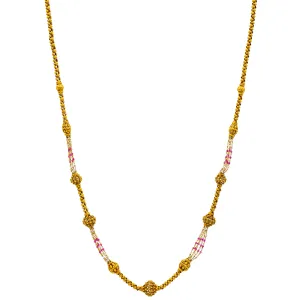 22K Yellow Gold Saanvi Beaded Chain w/ Rubies