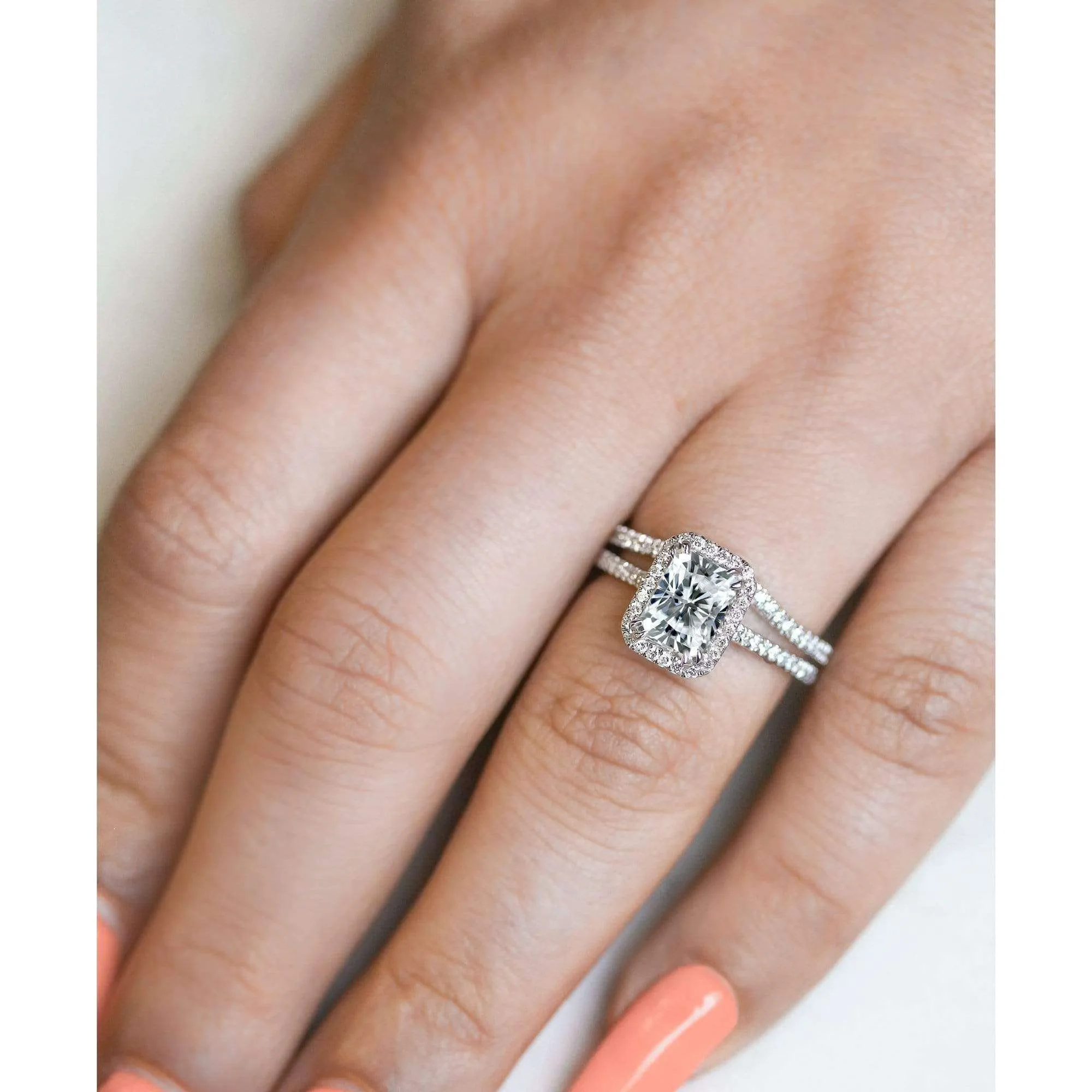 2.3ct Original Radiant Bridal Set - Lab Stones