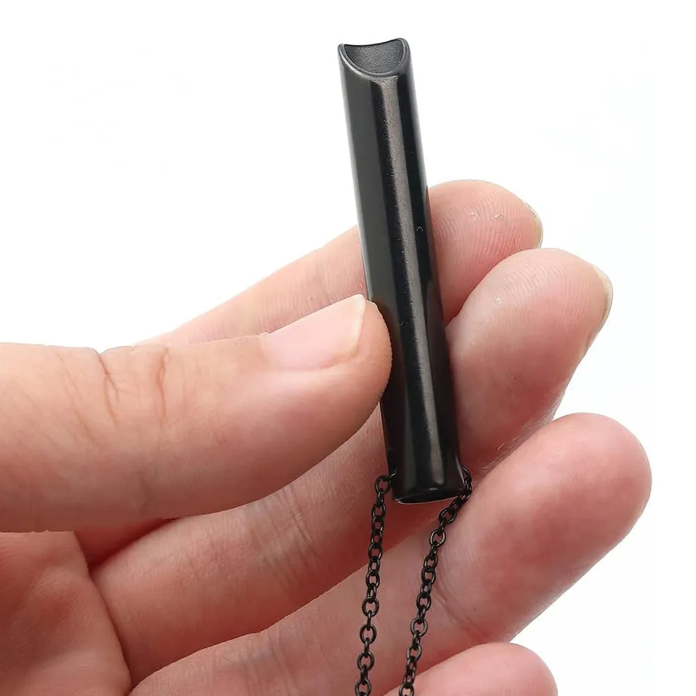 2Pcs Stainless Steel Meditation Necklace Breathing Necklaces Black and Rose Gold