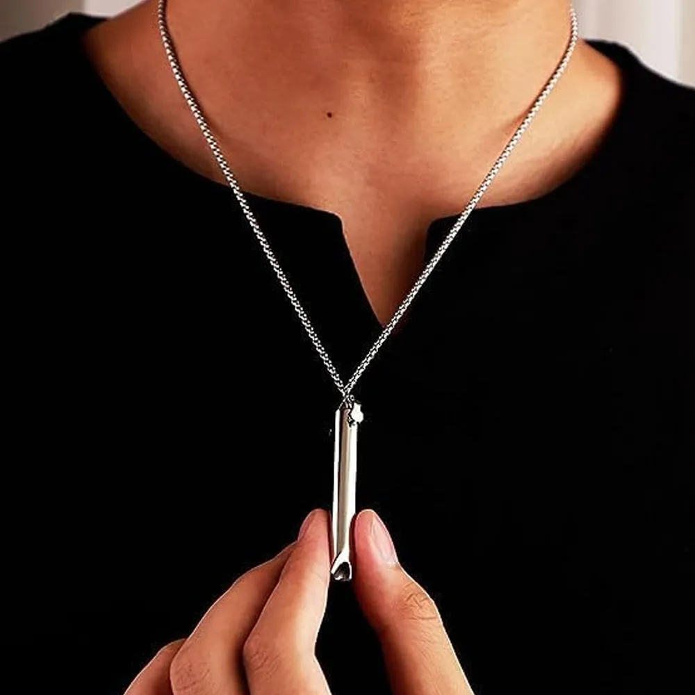 2Pcs Stainless Steel Meditation Necklace Breathing Necklaces Gold and Silver