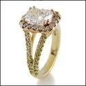 3 Carat Radiant Cubic Zirconia Rose Gold Halo Yellow Shank Ring