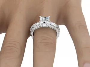 3.3ct Radiant Solitaire Ring with Soldered Wedding Band 3.3ct Radiant Solitaire Ring with Soldered Wedding Band