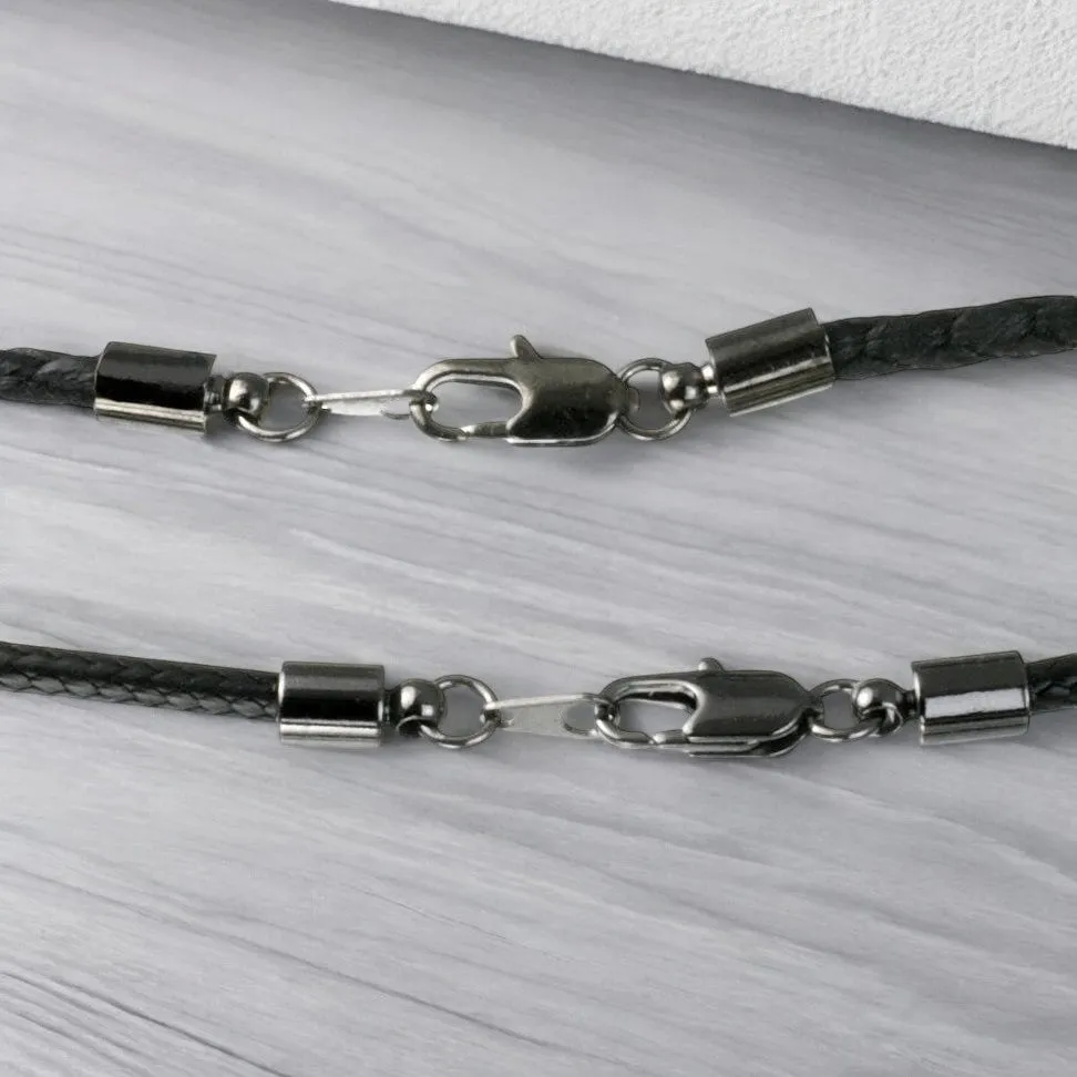 3mm Black Braided Cotton Cord with Hematite Finish Ends
