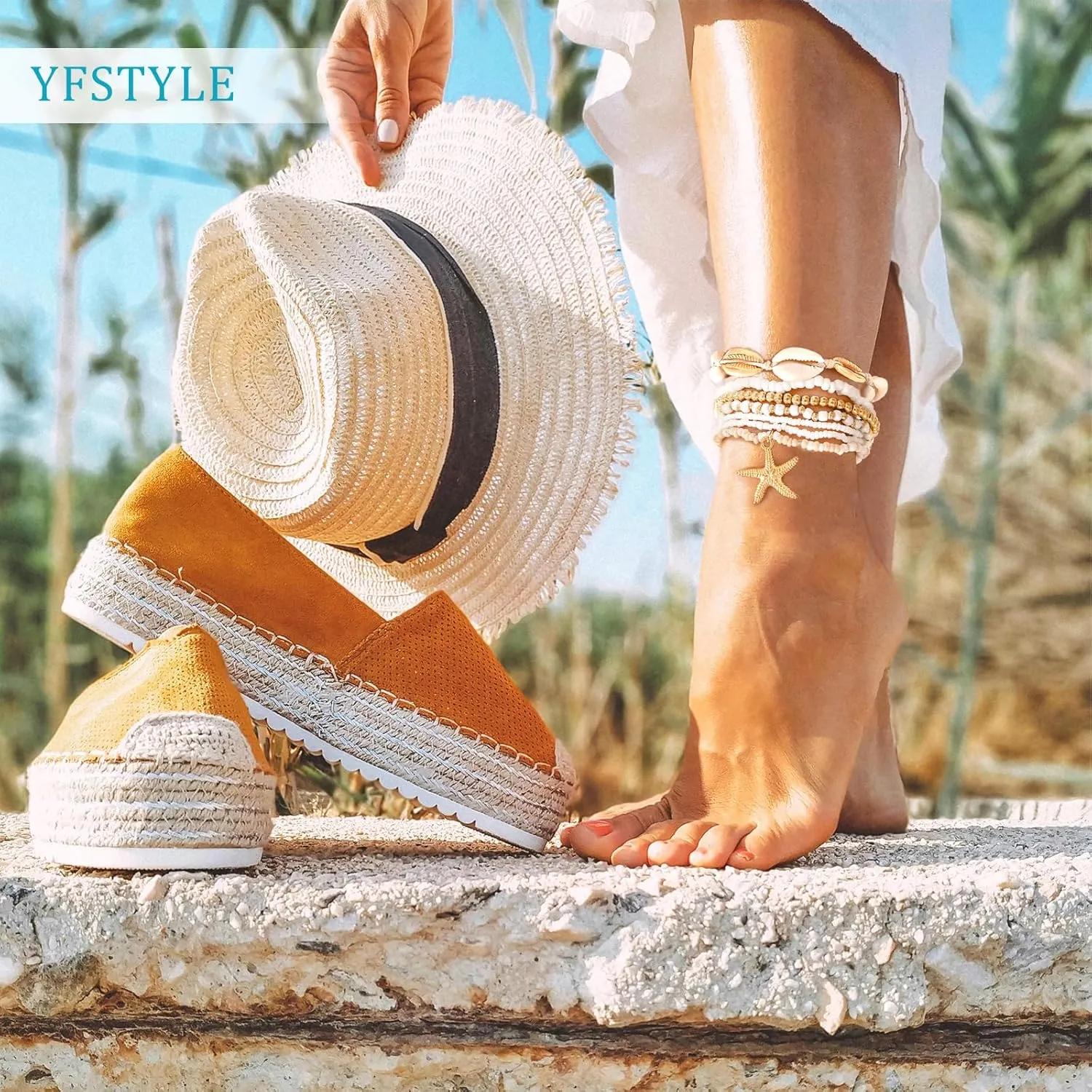 3Pcs Summer Beach Seashell Anklets for Women Starfish Shell Turquoise Beads Ankle Bracelets Adjustable Seashell Ocean Jewelry Gifts