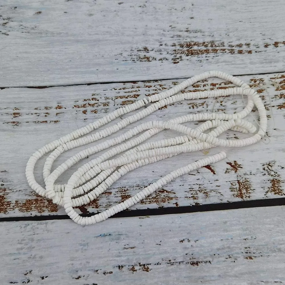 46 Inch White Heishi Beads for Jewelry Making, 6Mm Puka Shells Bead Strand, Natural Thin Flat Seashell Beads for Bracelets Necklaces Chokers and Anklets, African Disc Spacers