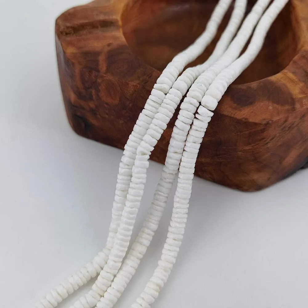 46 Inch White Heishi Beads for Jewelry Making, 6Mm Puka Shells Bead Strand, Natural Thin Flat Seashell Beads for Bracelets Necklaces Chokers and Anklets, African Disc Spacers