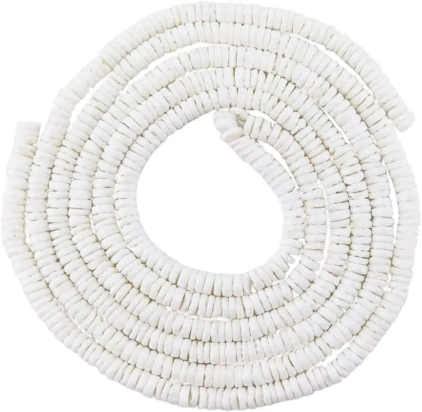 46 Inch White Heishi Beads for Jewelry Making, 6Mm Puka Shells Bead Strand, Natural Thin Flat Seashell Beads for Bracelets Necklaces Chokers and Anklets, African Disc Spacers