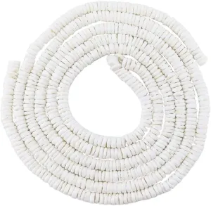 46 Inch White Heishi Beads for Jewelry Making, 6Mm Puka Shells Bead Strand, Natural Thin Flat Seashell Beads for Bracelets Necklaces Chokers and Anklets, African Disc Spacers